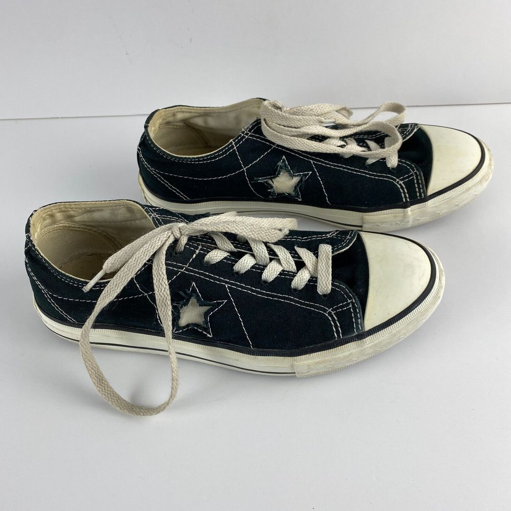 Converse One Star Sneakers Womens 8 Navy White Canvas Low Top Lace Up Shoes